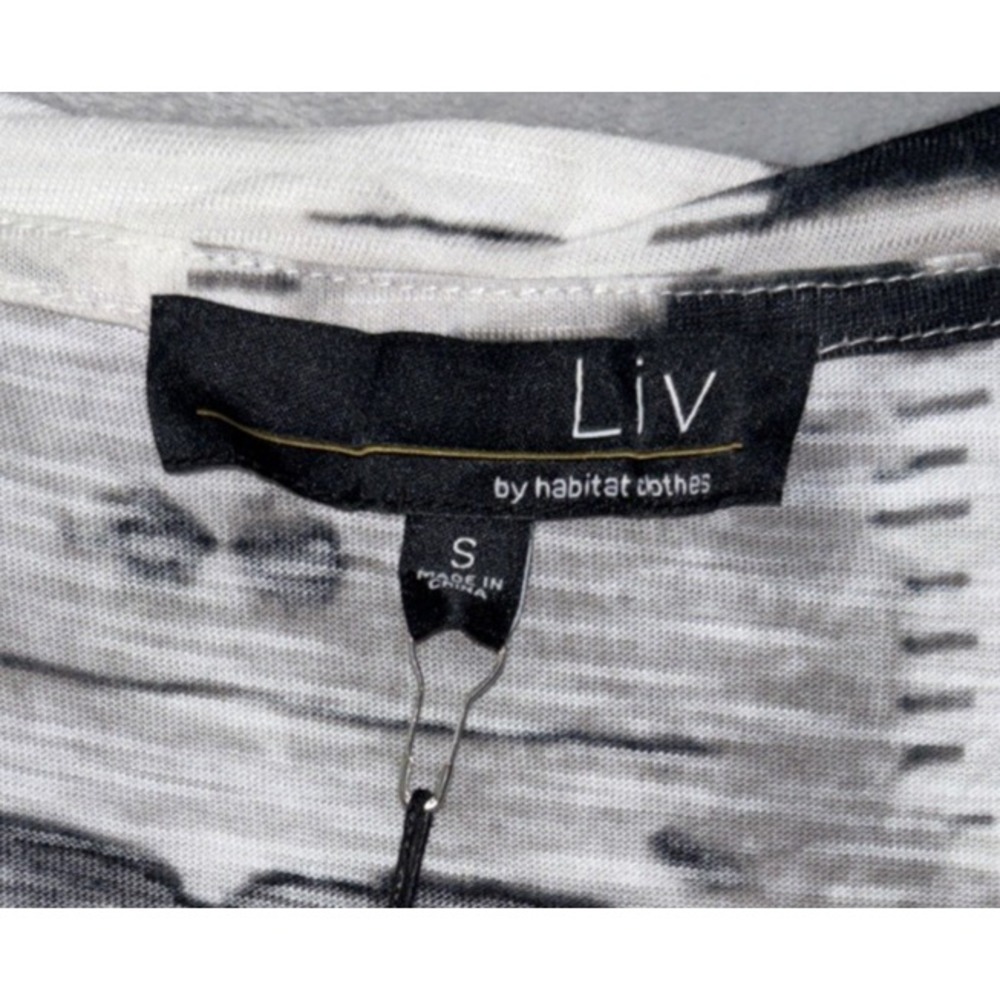 NEW‎ LIV by Habitat Shibori Tie-Dye Crinkle Ruched Tunic Size S White/Black - Picture 5 of 10